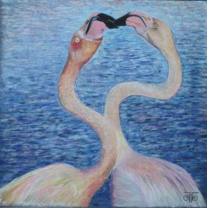 Pastel sec 2021, 50 x 50 cm C'est beau l'amour