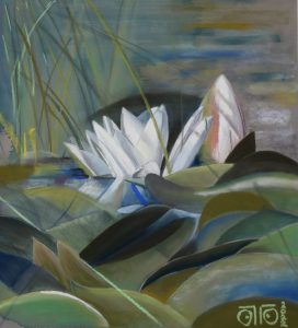 Pastel sec 2022, 40 x 40 cm Olga's tribute. Vendu.
