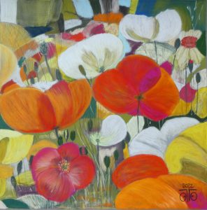Pastel sec 2022, 50 x 50 cm, 250 € Au jardin de Mamie bleue