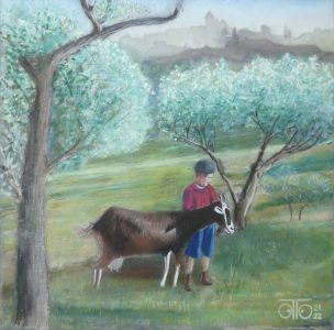 Pastel sec 2021/22, 50 x 50 cm, 250 € A l'ombre des oliviers