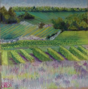 Pastel sec 2023, 50 x 50 cm, 250 € La vendange est finie