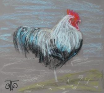Pastel sec 2022, 50 x 50 cm, 250 € Le coq