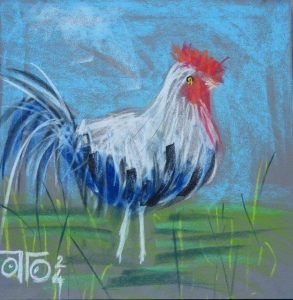 Pastel sec 2024 - 25 X 25 cm Le coq