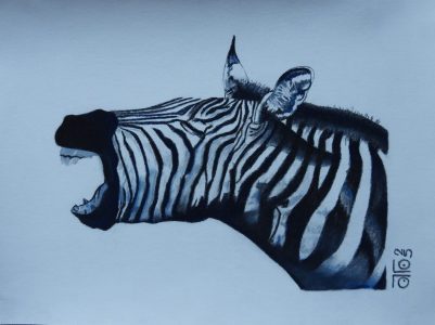 Pastel sec 2025, 30 x 40 cm, 200 € avec l'aimable autorisation d 'A. Ménégon lithographe. Mort de rire.