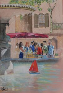 Pastel sec 2026, 50 x 65 cm, 350 € Maman les petits bateaux qui vont sur l'eau ont ils...